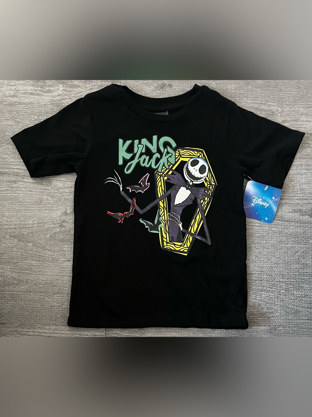 Disney Jack Skellington 4T Graphic Print T-Shirt Black Crew Neck Halloween
